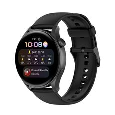 Per Huawei Watch 4 / Watch 4 Pro cinturino con fibbia nera in acciaio inossidabile in silicone tinta unita (nero)
