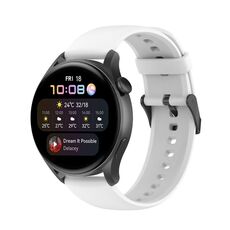 Per Huawei Watch 4 / Watch 4 Pro cinturino con fibbia nera in acciaio inossidabile in silicone tinta unita (bianco)