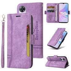 Per OPPO A78 5G Global BETOPNICE Custodia per telefono in pelle con fibbia a doppio lato (viola)