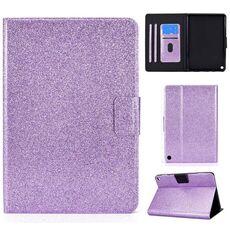 Per Amazon Fire Max 11 2023 Custodia per tablet in pelle con polvere glitterata (viola)