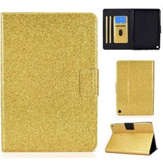 Per Amazon Fire Max 11 2023 Custodia per tablet in pelle con polvere glitterata (oro)