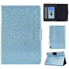 Per Amazon Fire Max 11 2023 Custodia per tablet in pelle con polvere glitterata (blu)