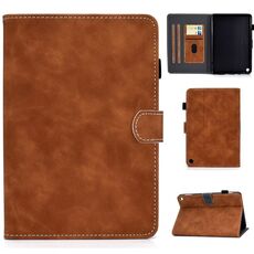 Per Amazon Fire Max 11 2023 Custodia per tablet in pelle con trama in pelle bovina (marrone)