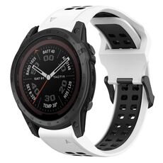 Per Garmin Fenix 7 Pro 47mm 22mm Cinturino in silicone con fibbia inversa bicolore (bianco + nero)