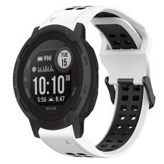 Per Garmin Instinct 2 Solar 22mm cinturino in silicone con fibbia inversa bicolore (bianco + nero)