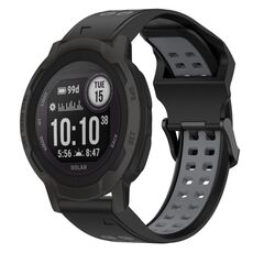 Per Garmin Instinct 2 Solar 22mm cinturino in silicone con fibbia inversa bicolore (nero + grigio)