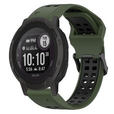 Cinturino in silicone con fibbia inversa bicolore da 22 mm per Garmin Instinct 2 Solar (verde militare + nero)