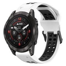 Per Garmin Epix Pro 47mm 22mm cinturino in silicone con fibbia inversa bicolore (bianco + nero)