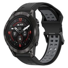 Per Garmin Epix Pro 47mm 22mm cinturino in silicone con fibbia inversa bicolore (nero + grigio)