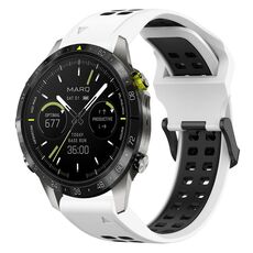 Per Garmin MARQ Athlete Gen 2 22mm Cinturino in silicone con fibbia inversa bicolore (bianco + nero)