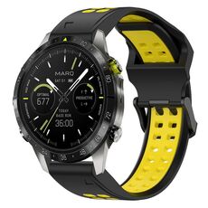 Per Garmin MARQ Athlete Gen 2 22mm Cinturino in silicone con fibbia inversa bicolore (nero + giallo)