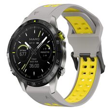 Per Garmin MARQ Athlete Gen 2 22mm Cinturino in silicone con fibbia inversa bicolore (grigio + giallo)