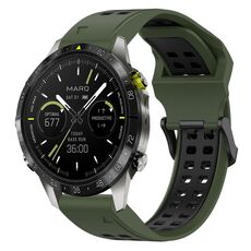 Per Garmin MARQ Athlete Gen 2 22mm Cinturino in silicone con fibbia inversa bicolore (verde militare + nero)