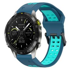 Per Garmin MARQ Athlete Gen 2 22mm Cinturino in silicone con fibbia inversa bicolore (blu + verde acqua)