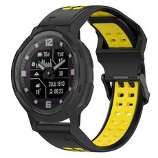 Per Garmin Instinct Crossover 22mm cinturino in silicone con fibbia inversa bicolore (nero + giallo)