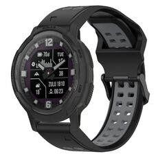 Per Garmin Instinct Crossover 22mm cinturino in silicone con fibbia inversa bicolore (nero + grigio)