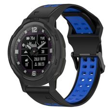 Per Garmin Instinct Crossover 22mm cinturino in silicone con fibbia inversa bicolore (nero + blu)