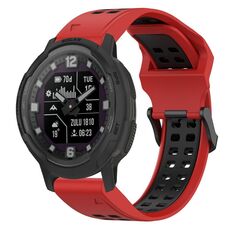 Per Garmin Instinct Crossover 22mm cinturino in silicone con fibbia inversa bicolore (rosso + nero)