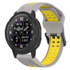 Per Garmin Instinct Crossover 22mm cinturino in silicone con fibbia inversa bicolore (grigio + giallo)