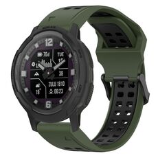 Per Garmin Instinct Crossover 22mm cinturino in silicone con fibbia inversa bicolore (verde militare + nero)