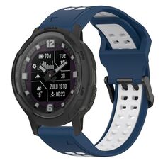Per Garmin Instinct Crossover 22mm cinturino in silicone con fibbia inversa bicolore (blu + bianco)