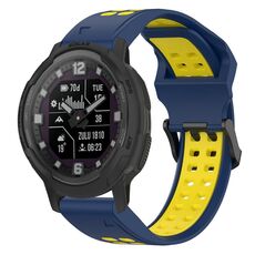 Per Garmin Instinct Crossover 22mm cinturino in silicone con fibbia inversa bicolore (blu + giallo)