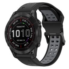 Per Garmin Fenix 7 Sapphire Solar 22mm Cinturino in silicone con fibbia inversa bicolore (nero + grigio)