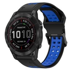 Per Garmin Fenix 7 Sapphire Solar 22mm Cinturino in silicone con fibbia inversa bicolore (nero + blu)