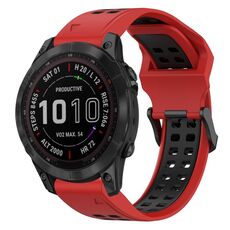 Per Garmin Fenix 7 Sapphire Solar 22mm Cinturino in silicone con fibbia inversa bicolore (rosso + nero)