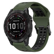 Per Garmin Fenix 7 Sapphire Solar 22mm Cinturino in silicone con fibbia inversa bicolore (verde militare + nero)