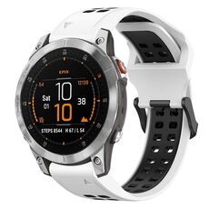 Per Garmin Epix Gen 2 22mm cinturino in silicone con fibbia inversa bicolore (bianco + nero)