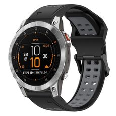 Per Garmin Epix Gen 2 22mm cinturino in silicone con fibbia inversa bicolore (nero + grigio)