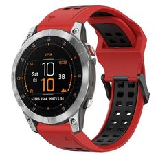 Per Garmin Epix Gen 2 22mm cinturino in silicone con fibbia inversa bicolore (rosso + nero)