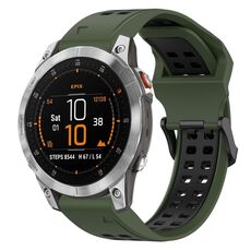 Per Garmin Epix Gen 2 22mm cinturino in silicone con fibbia inversa bicolore (verde militare + nero)