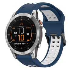 Per Garmin Epix Gen 2 22mm cinturino in silicone con fibbia inversa bicolore (blu + bianco)