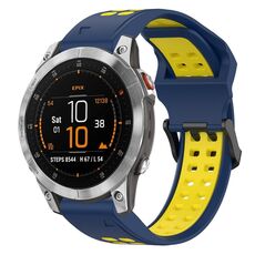 Per Garmin Epix Gen 2 22mm cinturino in silicone con fibbia inversa bicolore (blu + giallo)