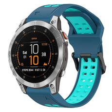 Per Garmin Epix Gen 2 22mm cinturino in silicone con fibbia inversa bicolore (blu + verde acqua)