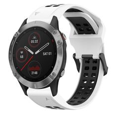 Per Garmin Fenix 6 22mm cinturino in silicone con fibbia inversa bicolore (bianco + nero)