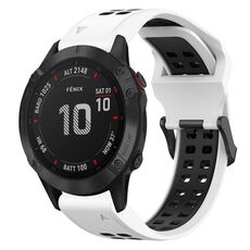 Per Garmin Fenix 6 Pro 22mm cinturino in silicone con fibbia inversa bicolore (bianco + nero)