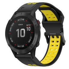 Per Garmin Fenix 6 Pro 22mm cinturino in silicone con fibbia inversa bicolore (nero + giallo)