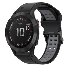 Per Garmin Fenix 6 Pro 22mm cinturino in silicone con fibbia inversa bicolore (nero + grigio)