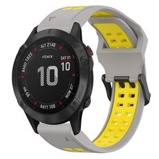 Per Garmin Fenix 6 Pro 22mm cinturino in silicone con fibbia inversa bicolore (grigio + giallo)