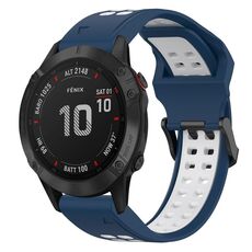 Per Garmin Fenix 6 Pro 22mm cinturino in silicone con fibbia inversa bicolore (blu + bianco)