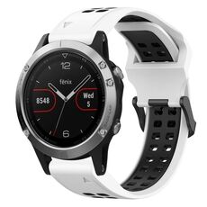 Per Garmin Fenix 5 22mm cinturino in silicone con fibbia inversa bicolore (bianco + nero)