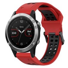 Per Garmin Fenix 5 22mm cinturino in silicone con fibbia inversa bicolore (rosso + nero)