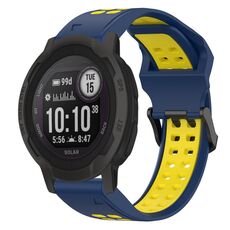 Per Garmin Instinct 2 22mm cinturino in silicone con fibbia inversa bicolore (blu + giallo)