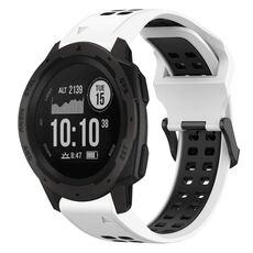 Per Garmin Instinct 22mm cinturino in silicone con fibbia inversa bicolore (bianco + nero)