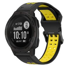Per Garmin Instinct 22mm cinturino in silicone con fibbia inversa bicolore (nero + giallo)