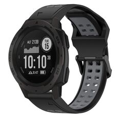 Per Garmin Instinct 22mm cinturino in silicone con fibbia inversa bicolore (nero + grigio)