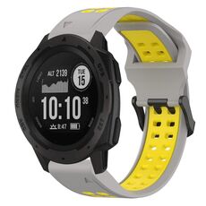 Per Garmin Instinct 22mm cinturino in silicone con fibbia inversa bicolore (grigio + giallo)